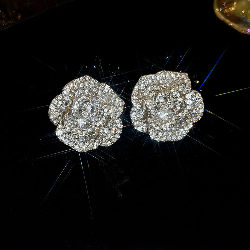 銀針歐美金屬風珍珠蝴蝶花朵流蘇耳釘小衆個性耳環時尚誇張耳飾女