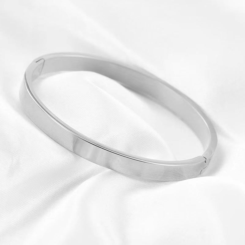鈦鋼手鐲 輕奢不鏽鋼手鐲女生高級感 小衆簡約滿鑽手環情侶手飾品