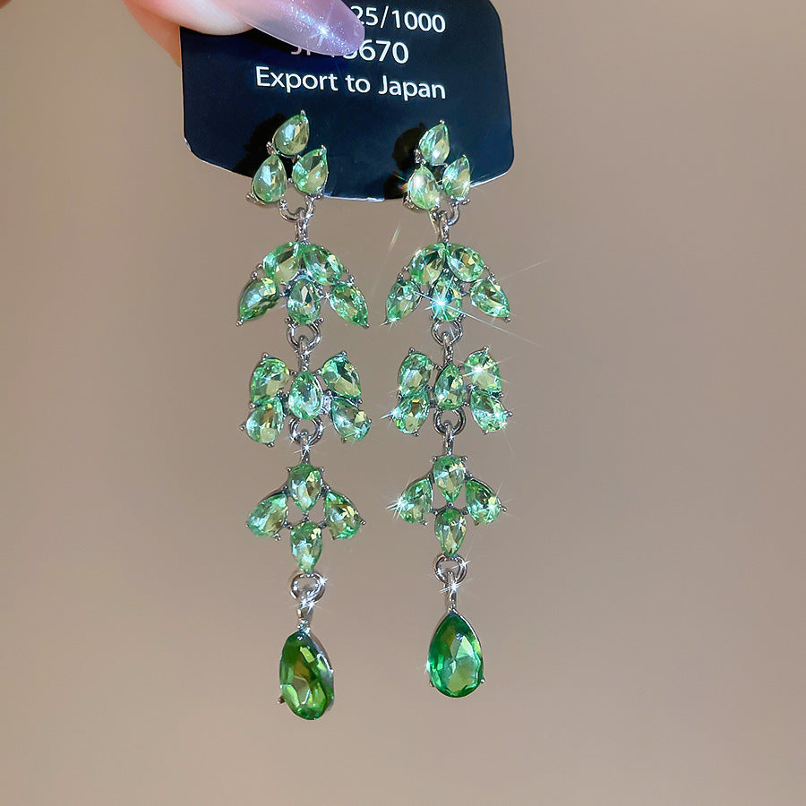 銀針熱銷鑲鑽鋯石水滴蝴蝶流蘇耳環輕奢高級感耳釘耳飾設計感小衆