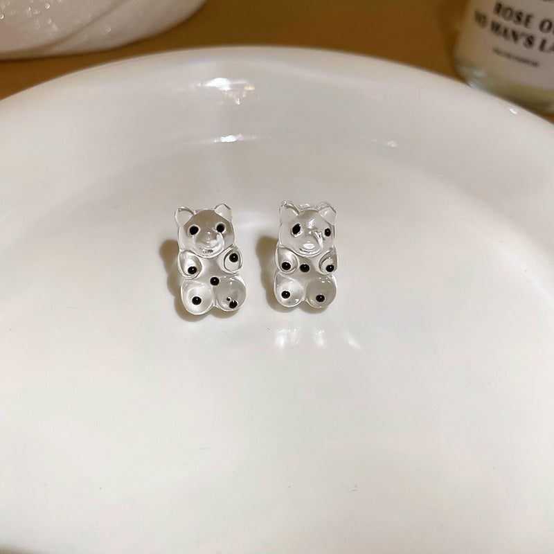 銀針冷淡風透明樹脂水滴花朵珍珠耳環時尚耳釘跨境歐美高級感耳飾