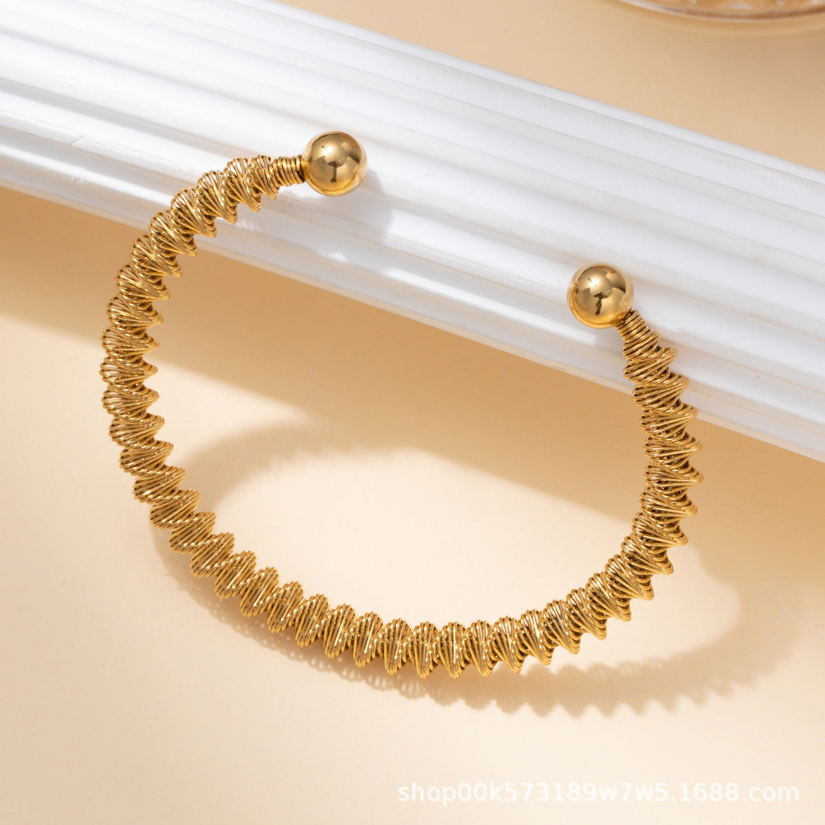 鈦鋼簡約手鐲彈力鋼絲跨境風歐美開口男女款高級感設計層次感手環