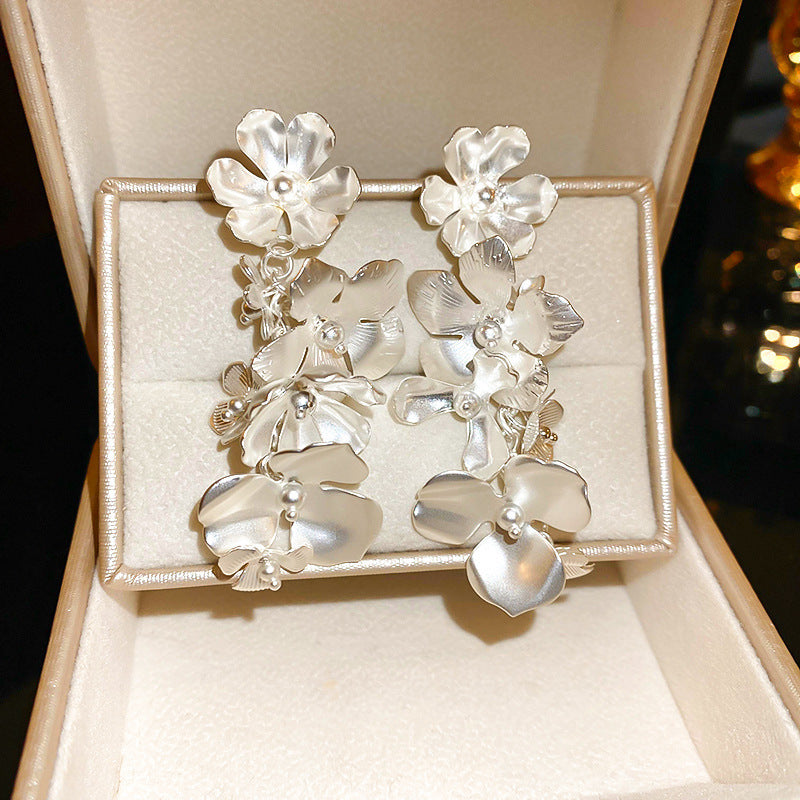 银针欧美跨境花朵几何流苏耳钉时尚金属风耳环轻奢高级感耳饰