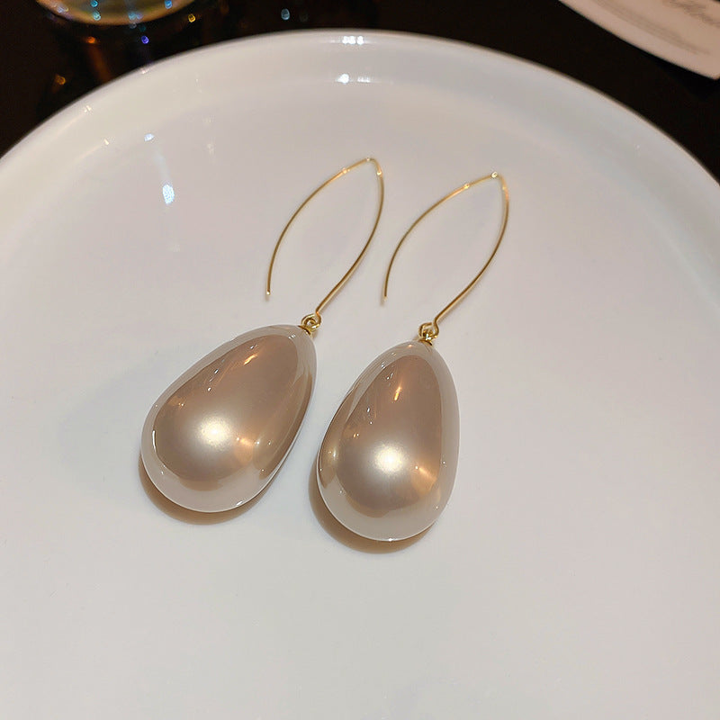 銀針冷淡風透明樹脂水滴花朵珍珠耳環時尚耳釘跨境歐美高級感耳飾