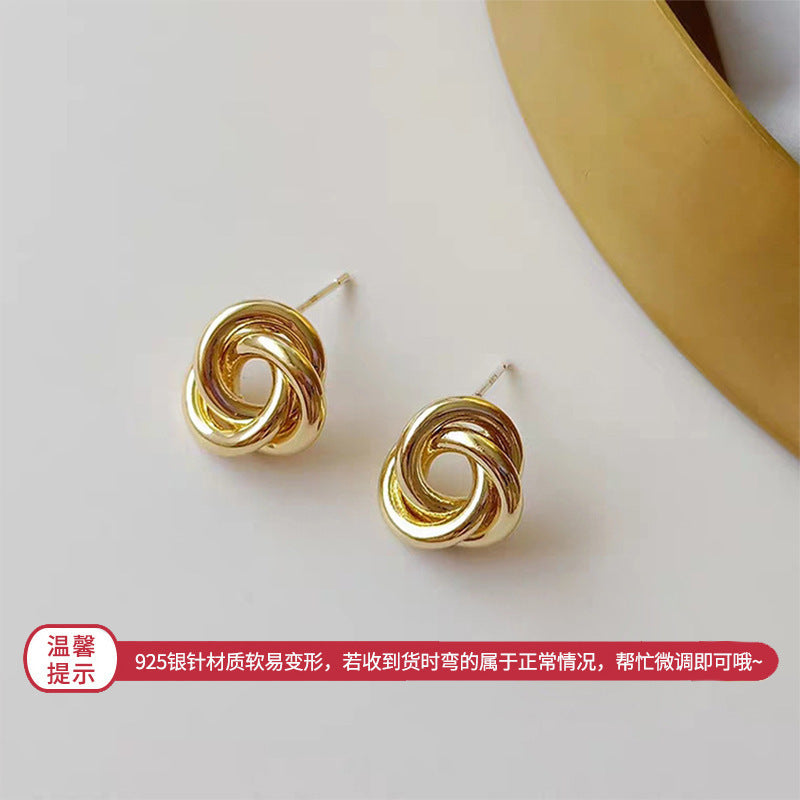 歐美跨境簡約愛心圓圈耳環時尚百搭幾何耳扣耳釘輕奢高級感耳飾女