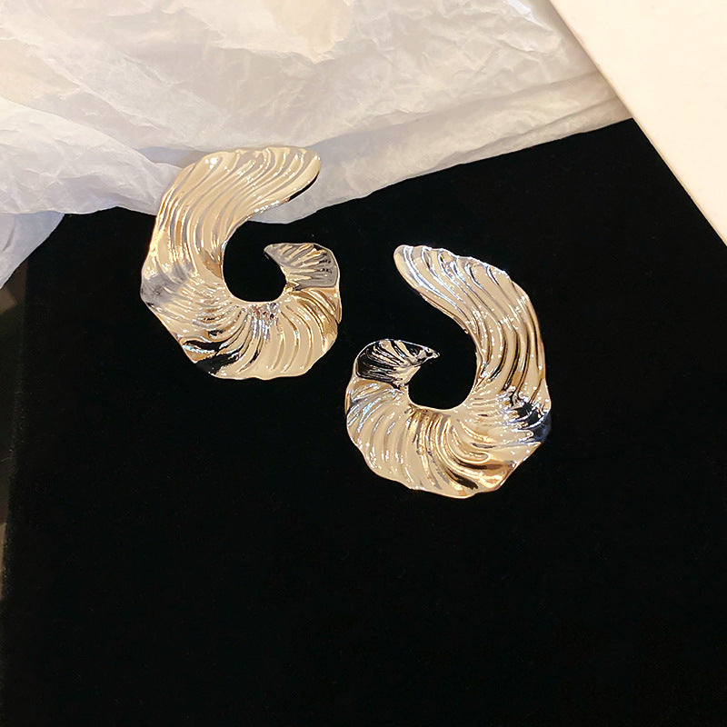 銀針跨境高級感銀色幾何圓珠愛心耳釘小衆個性耳環冷淡風耳飾