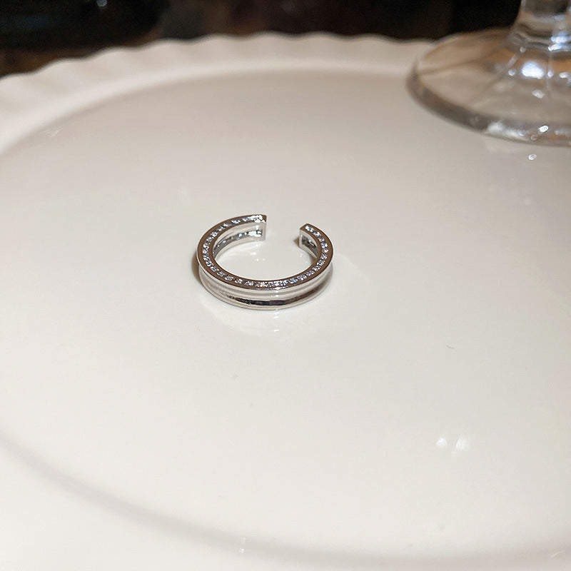 東大門氣質鋯石五角星開口戒指小衆時尚食指戒網紅輕奢高級感手飾