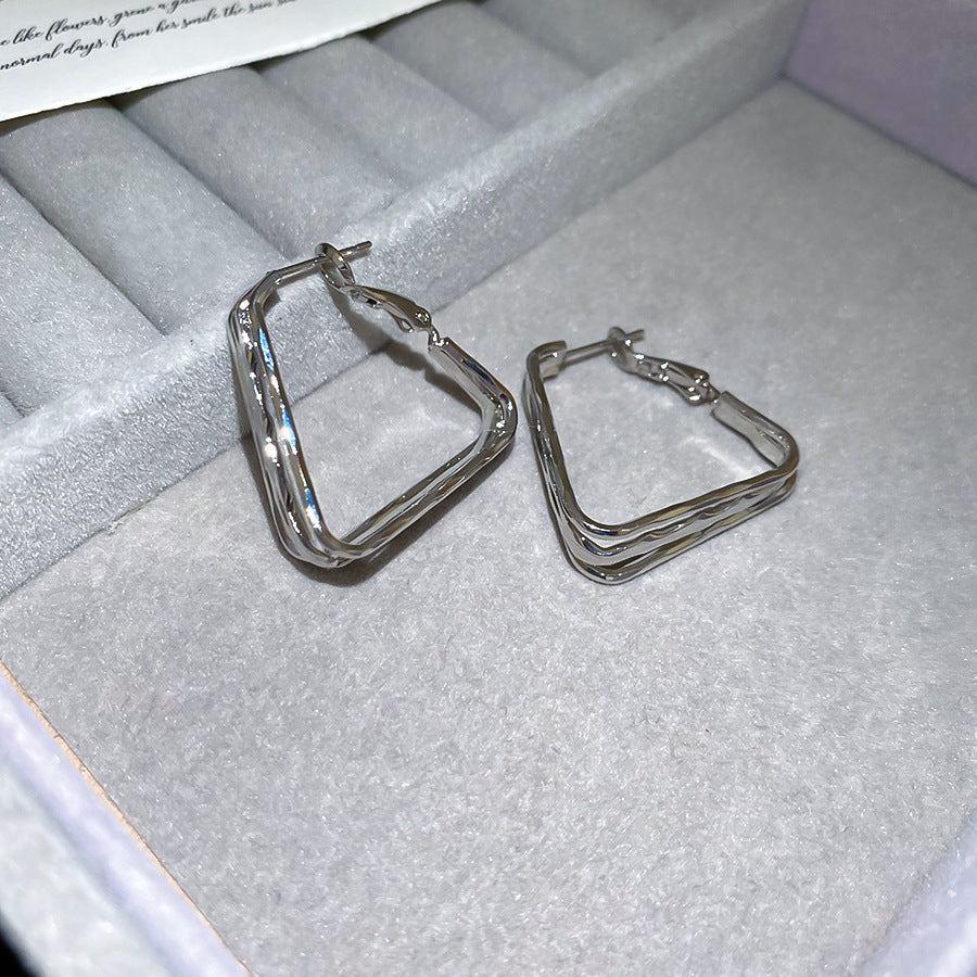 銀針圓圈銀色耳環輕奢高級感耳釘女冷淡風時尚百搭耳飾設計感小衆