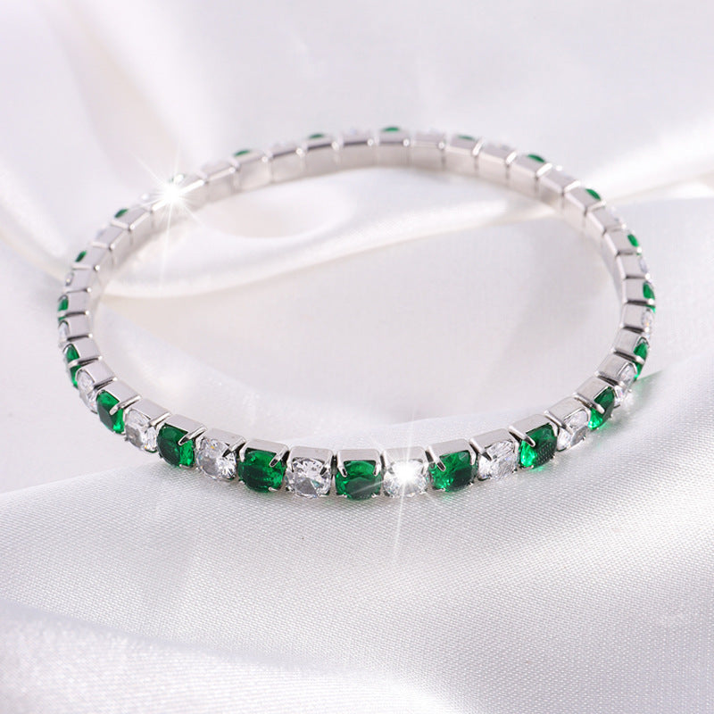 鈦鋼手鐲彈力鑲鑽滿鑽不鏽鋼手鐲女生高級感時尚輕奢不掉色手環