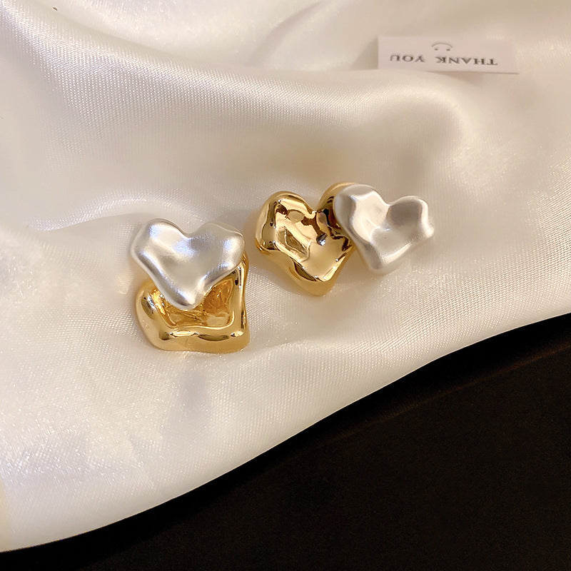 銀針冷淡風透明樹脂水滴花朵珍珠耳環時尚耳釘跨境歐美高級感耳飾