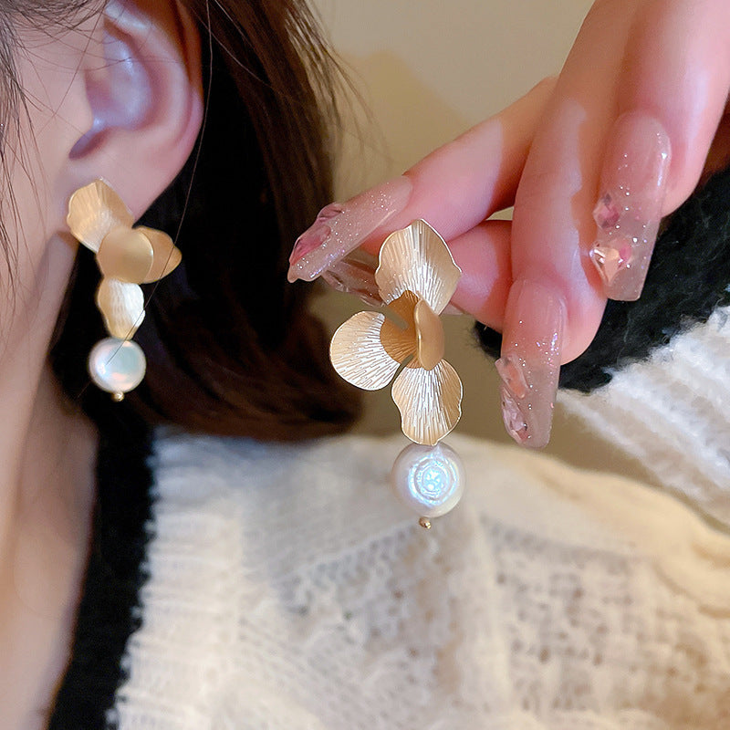 银针欧美跨境花朵几何流苏耳钉时尚金属风耳环轻奢高级感耳饰