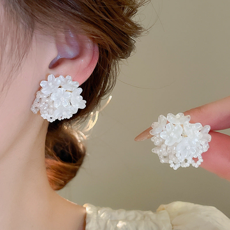 銀針法式復古字母豬鼻子土星珍珠耳環一款兩戴耳釘輕奢高級感耳飾