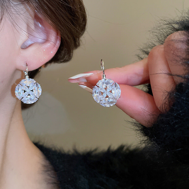 銀針輕奢鋯石几何蝴蝶花朵流蘇耳釘個性冷淡風耳環歐美高級感耳飾