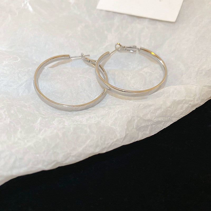 銀針圓圈銀色耳環輕奢高級感耳釘女冷淡風時尚百搭耳飾設計感小衆