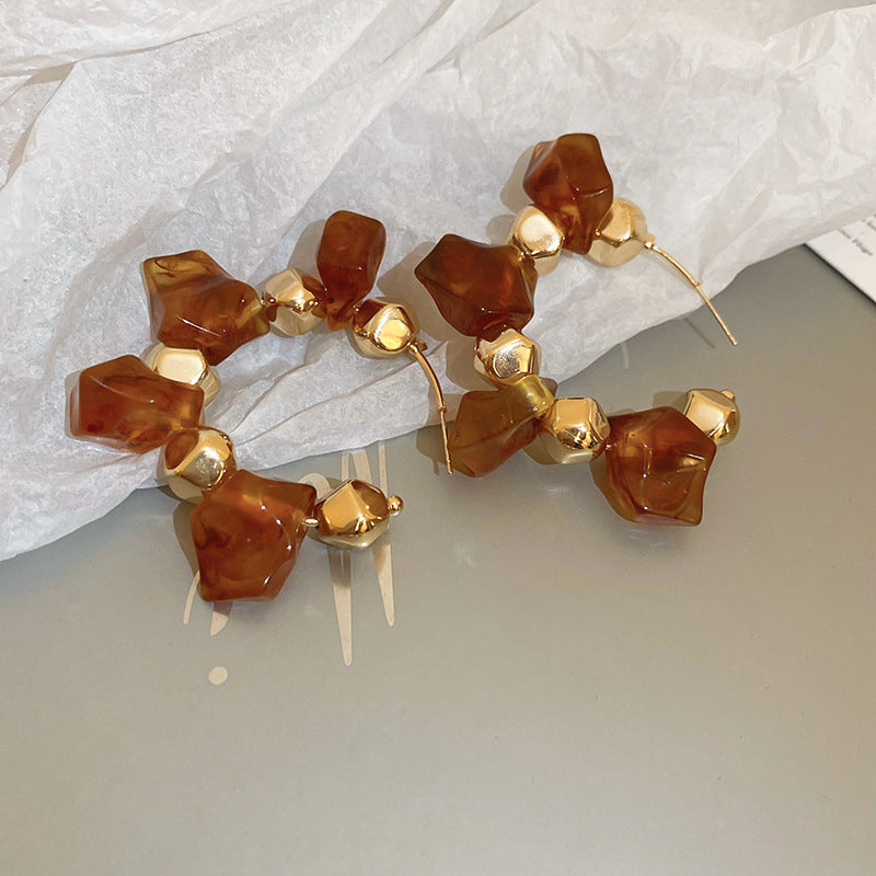 銀針歐美金屬風珍珠蝴蝶花朵流蘇耳釘小衆個性耳環時尚誇張耳飾女