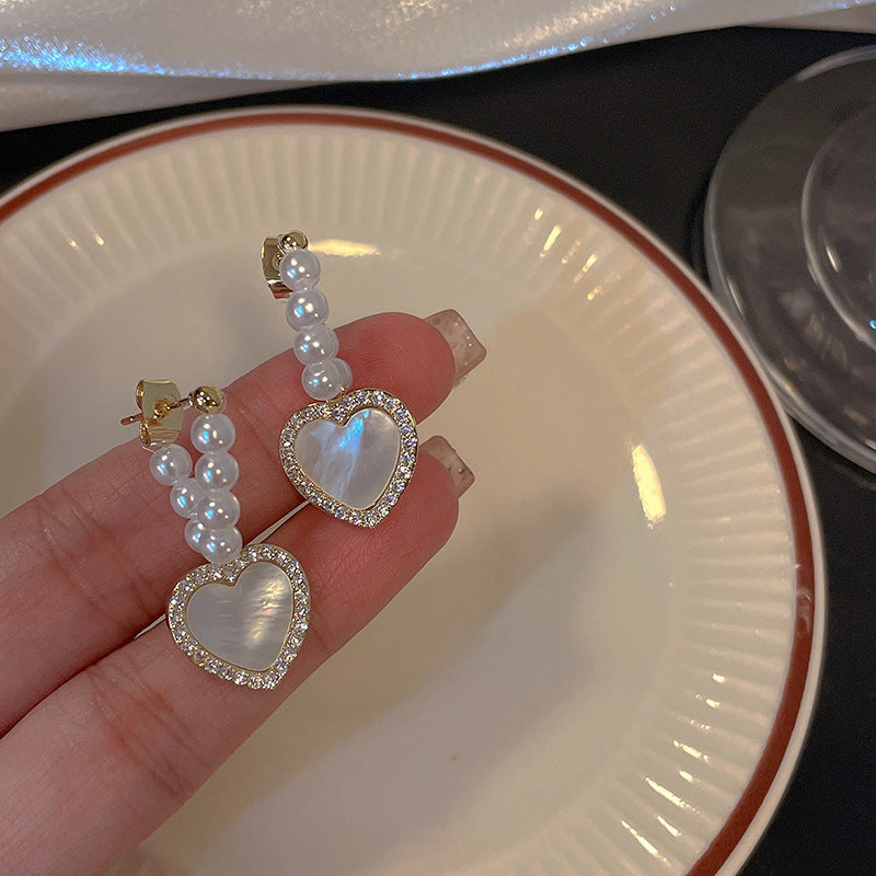 銀針輕奢鋯石花朵蝴蝶珍珠款耳釘氣質耳環高級感秋冬法式復古耳飾