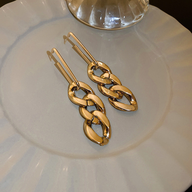 銀針歐美金屬風鏤空花朵魚尾珍珠耳環誇張氣質耳釘重工高級感耳飾