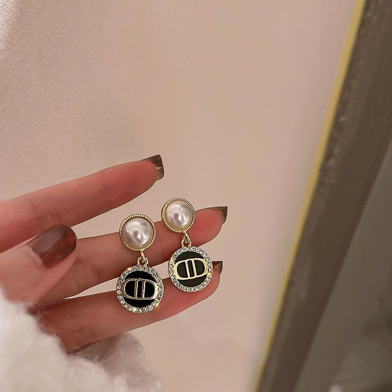 銀針復古花朵愛心字母珍珠耳環法式氣質耳釘輕奢高級感耳飾女