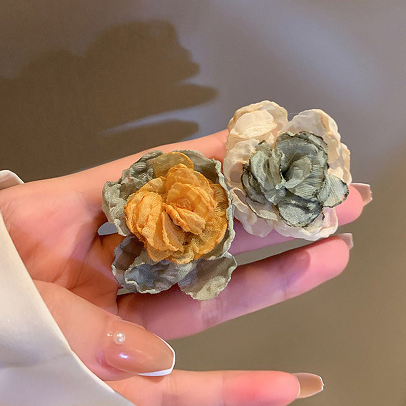 銀針甜美花朵蝴蝶珍珠流蘇耳環時尚潮流耳釘氣質高級感耳飾女