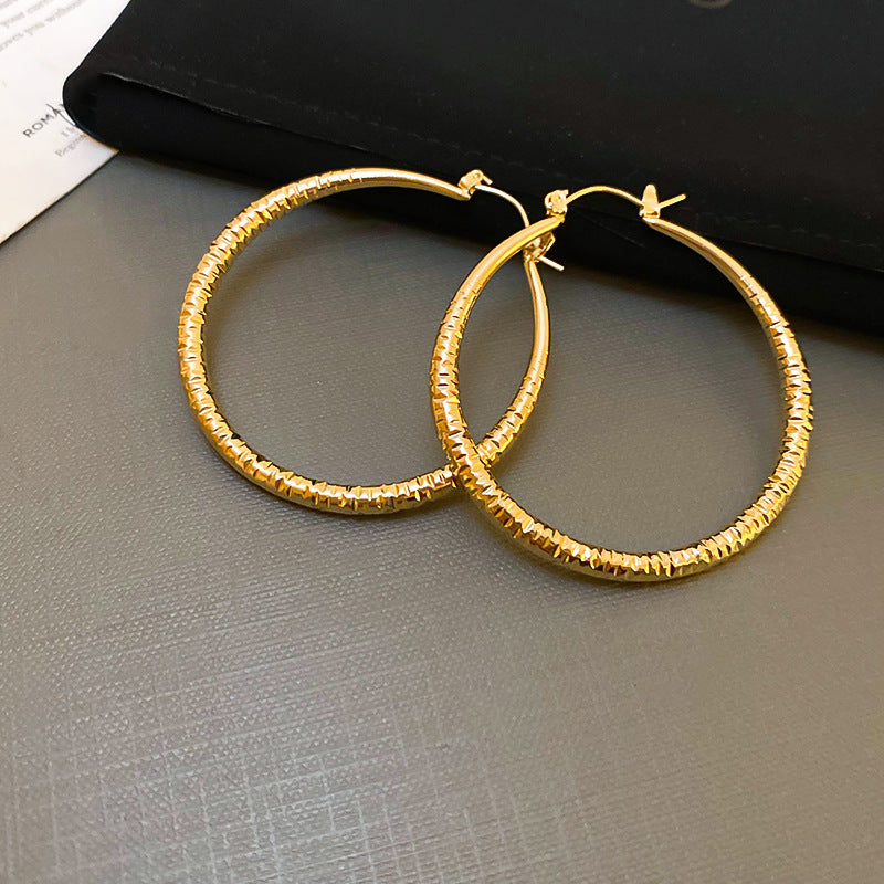 銀針歐美冷淡風鑲鑽愛心圓圈耳圈小衆簡約誇張耳環百搭高級感耳飾