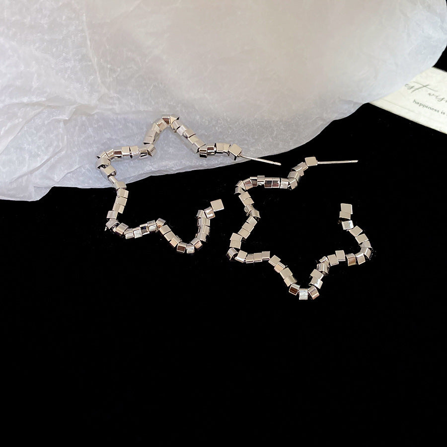 銀針圓圈銀色耳環輕奢高級感耳釘女冷淡風時尚百搭耳飾設計感小衆