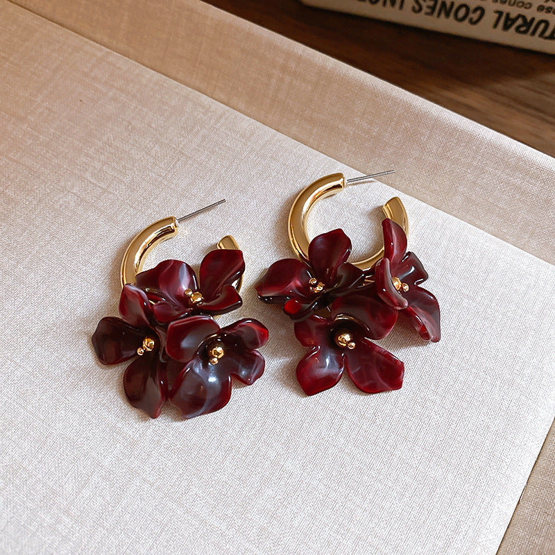 银针欧美跨境花朵几何流苏耳钉时尚金属风耳环轻奢高级感耳饰