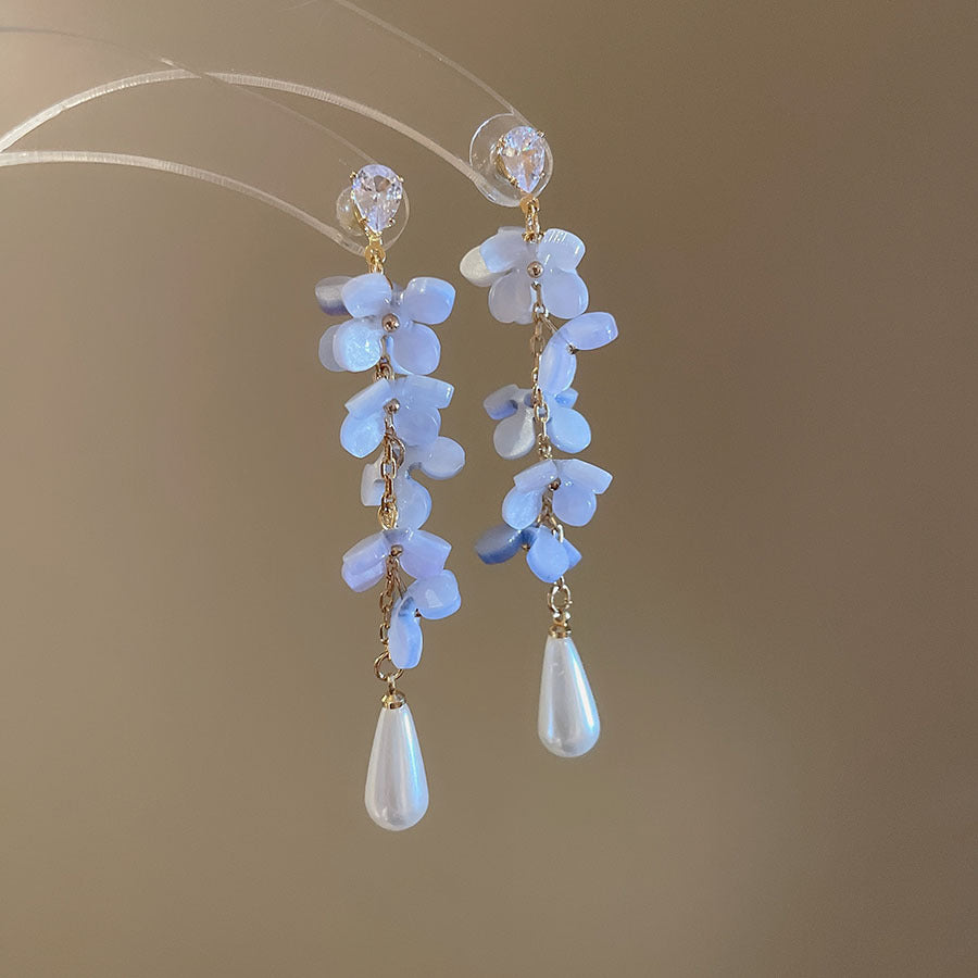 法式超仙花瓣貝殼流蘇耳環輕奢高級感耳釘時尚氣質耳飾設計感小衆