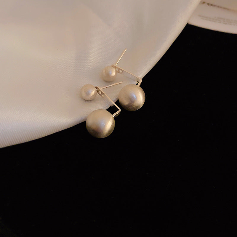 銀針跨境高級感銀色幾何圓珠愛心耳釘小衆個性耳環冷淡風耳飾