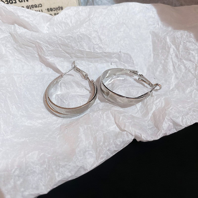 銀針圓圈銀色耳環輕奢高級感耳釘女冷淡風時尚百搭耳飾設計感小衆