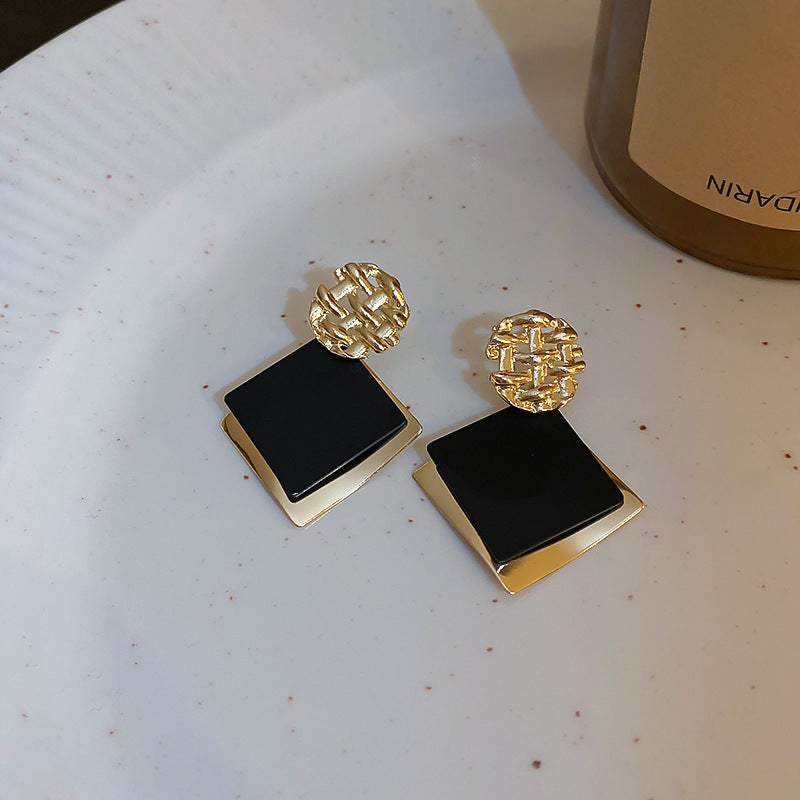 銀針新中式黑色系竹子花朵珍珠流蘇耳環氣質百搭耳釘高級感耳飾女