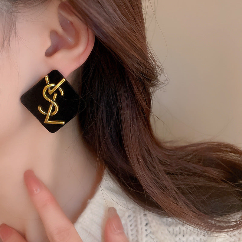 銀針復古花朵愛心字母珍珠耳環法式氣質耳釘輕奢高級感耳飾女