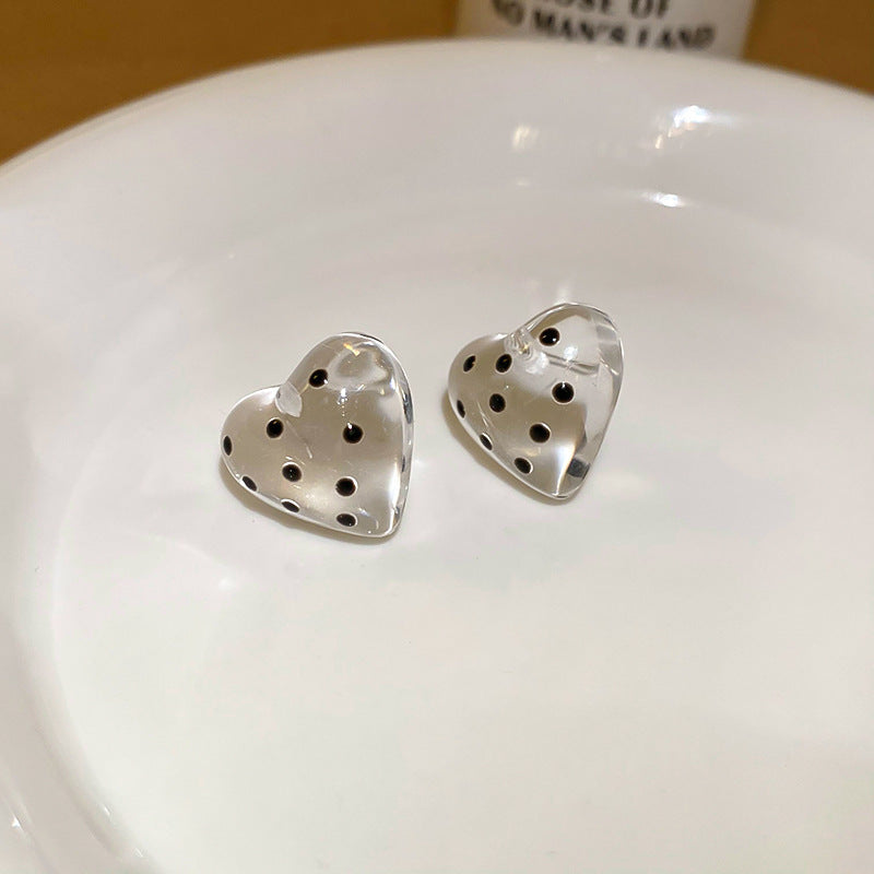 銀針冷淡風透明樹脂水滴花朵珍珠耳環時尚耳釘跨境歐美高級感耳飾