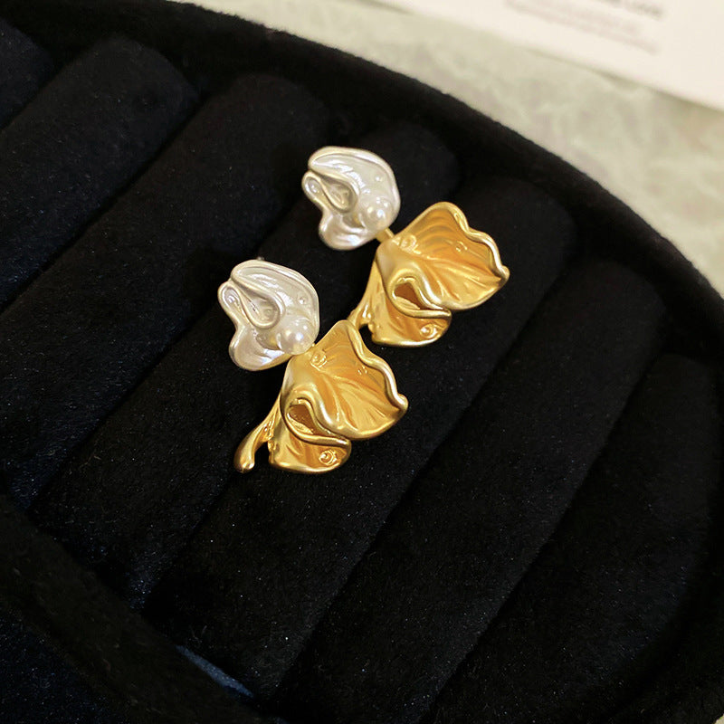 银针欧美跨境花朵几何流苏耳钉时尚金属风耳环轻奢高级感耳饰