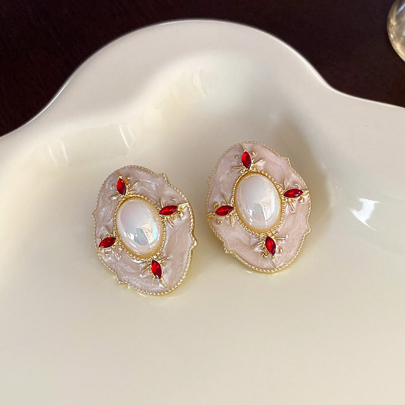 銀針超仙珍珠花朵流蘇耳環氣質時尚耳釘跨境歐美誇張高級感耳飾女