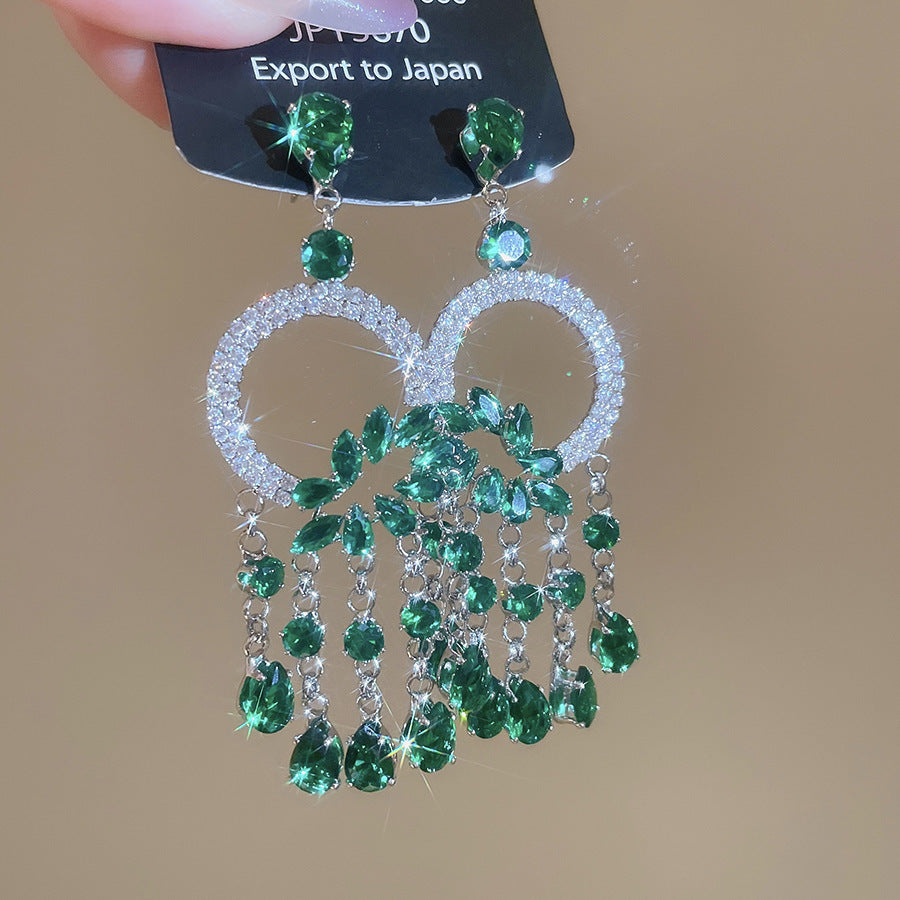 銀針熱銷鑲鑽鋯石水滴蝴蝶流蘇耳環輕奢高級感耳釘耳飾設計感小衆