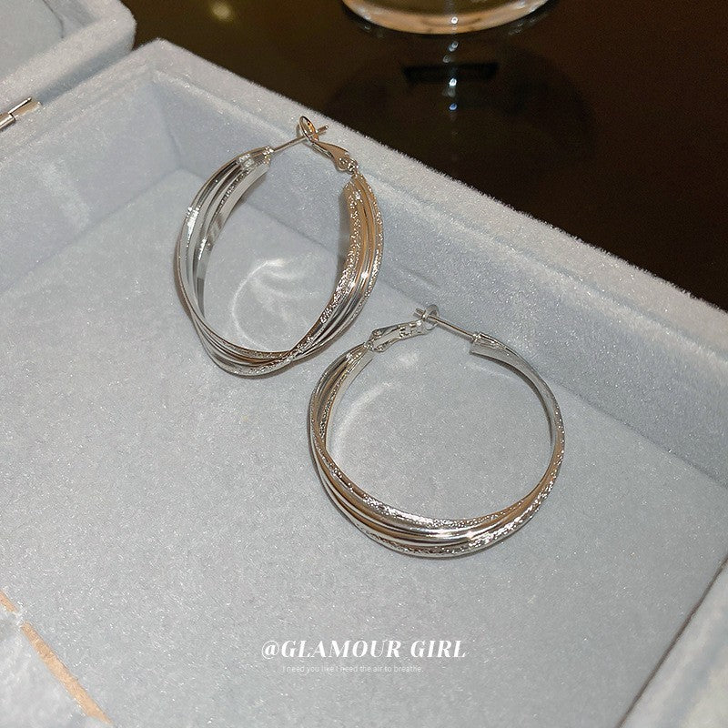 銀針圓圈銀色耳環輕奢高級感耳釘女冷淡風時尚百搭耳飾設計感小衆