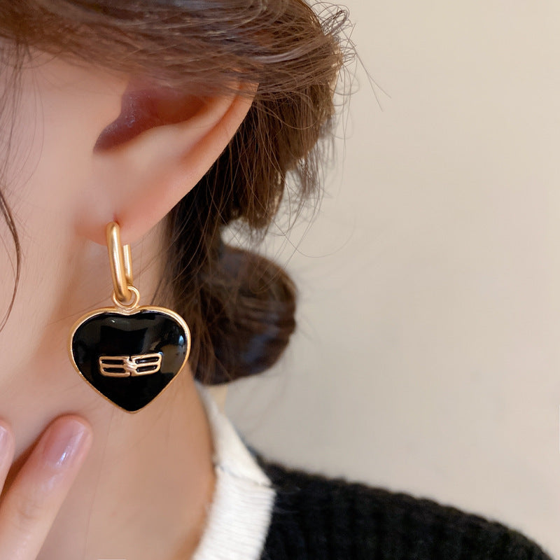 銀針復古花朵愛心字母珍珠耳環法式氣質耳釘輕奢高級感耳飾女