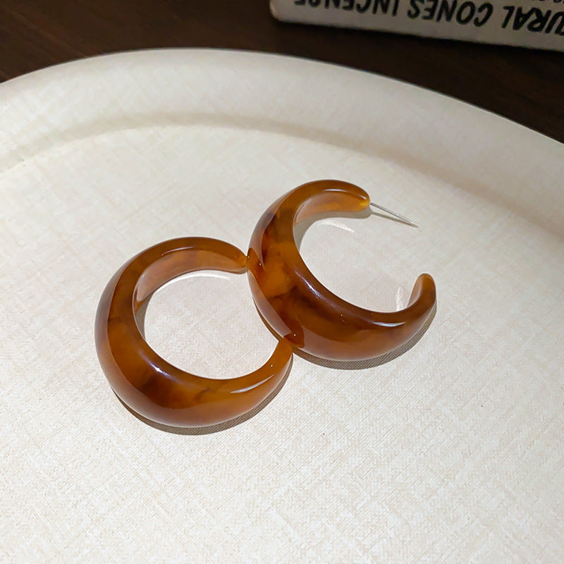 銀針樹脂不規則幾何形鏤空耳環輕奢高級感耳釘復古耳飾設計感小衆