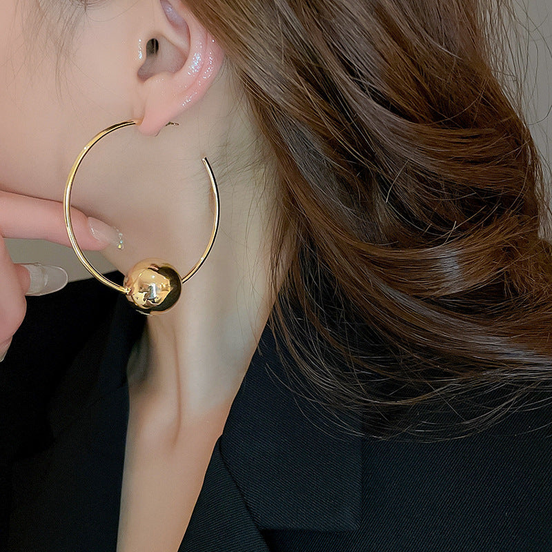 銀針歐美冷淡風鑲鑽愛心圓圈耳圈小衆簡約誇張耳環百搭高級感耳飾