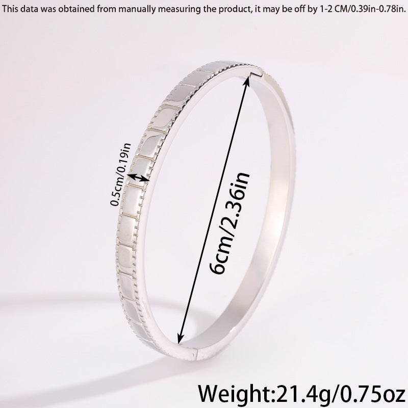 鈦鋼手鐲女簡約設計不掉色大方點點時尚情侶款方塊手環手鐲飾品