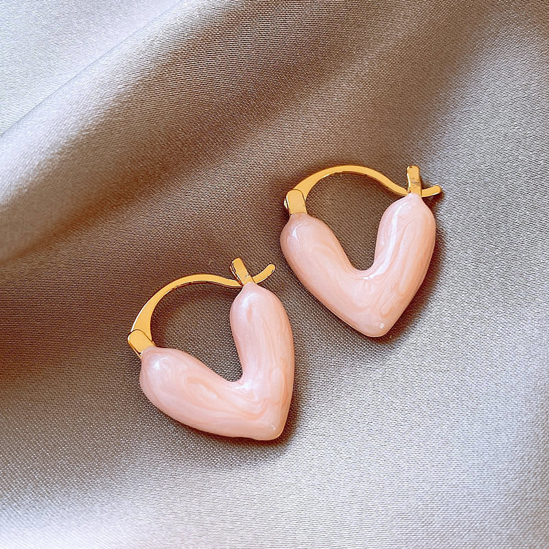 莫奈花園油畫風愛心花朵珍珠耳環時尚氣質耳釘法式甜美小清新耳飾