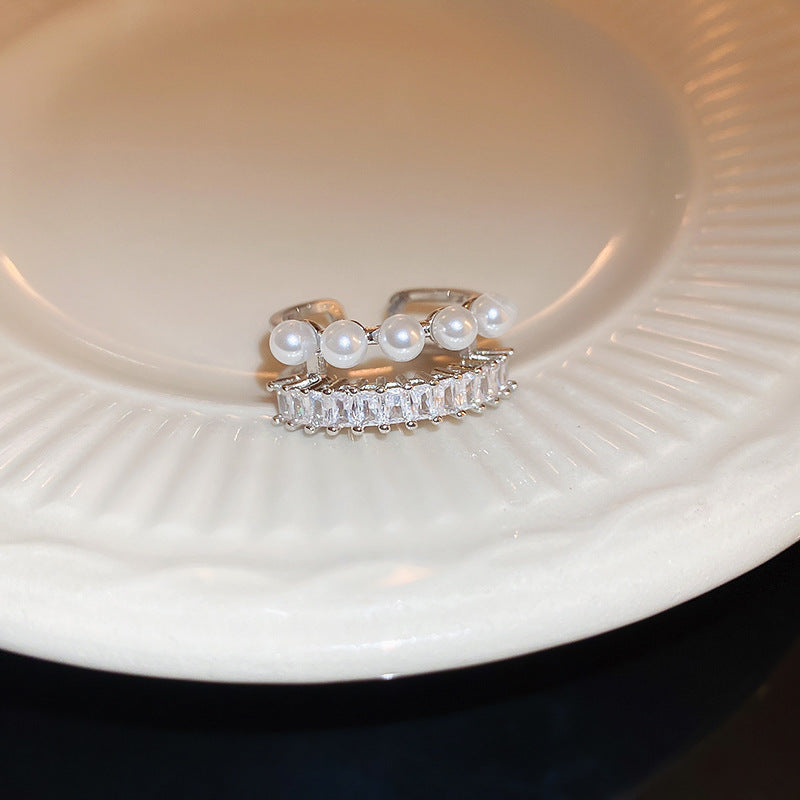 韓國輕奢鋯石圓圈蛇形葫蘆戒指小衆設計感食指戒氣質高級感手飾女