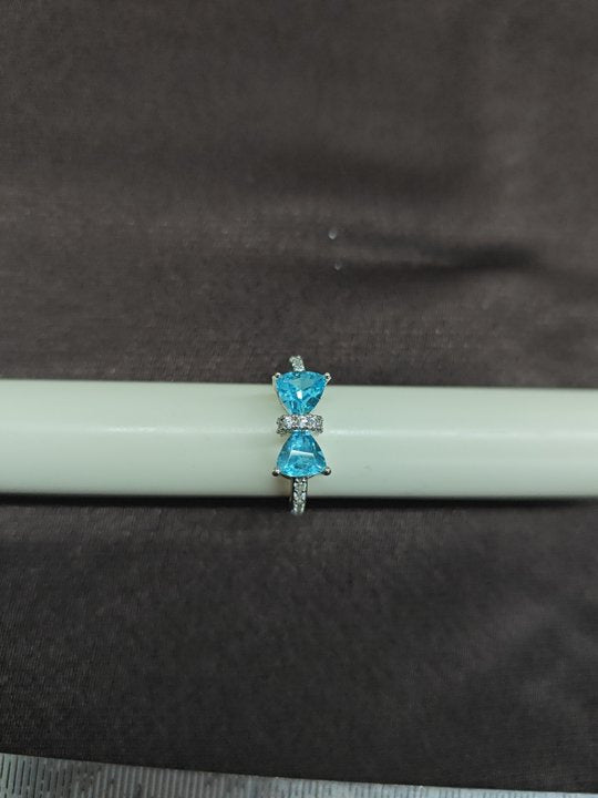 韓系甜美鋯石蝴蝶結開口戒指輕奢高級感食指戒精緻設計感小衆手飾