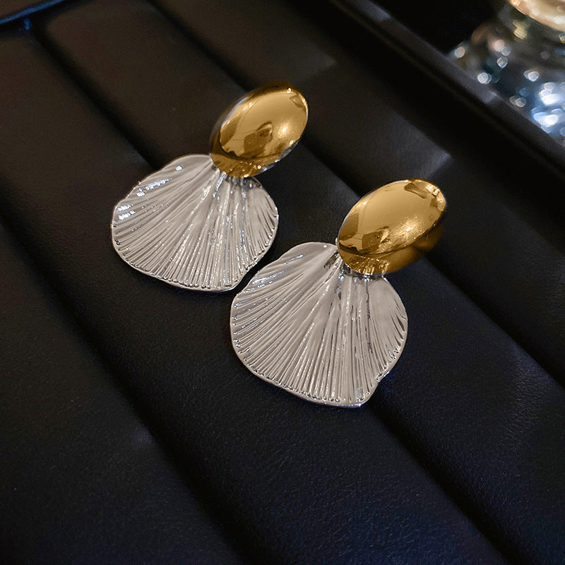 銀針歐美誇張金屬風幾何耳環簡約小衆設計耳釘氣質時尚高級感耳飾