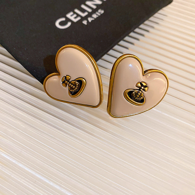 銀針法式黑色鑲鑽字母珍珠包包流蘇耳環小衆氣質耳釘高級感耳飾女