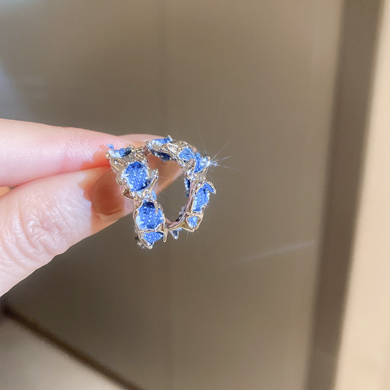 銀針歐美誇張銀色素圈愛心耳環冷淡風時尚耳圈輕奢個性高級感耳飾