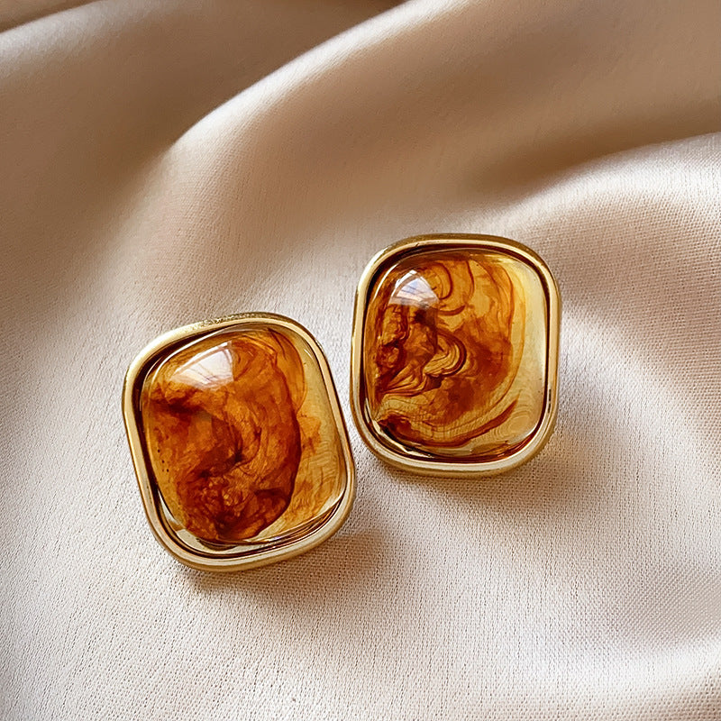 銀針歐美輕奢人造鋯石水晶款愛心耳釘時尚宮廷風耳環高級感耳飾女