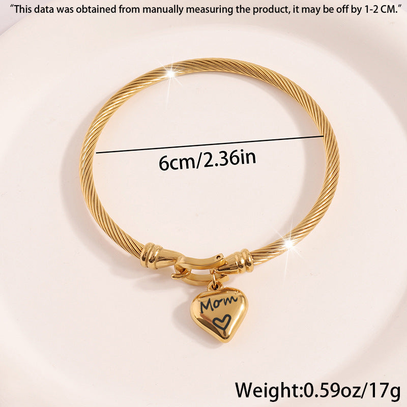 鈦鋼手鐲麻花線桃心愛心刻字英文精緻不鏽鋼女生高級感小衆風手環