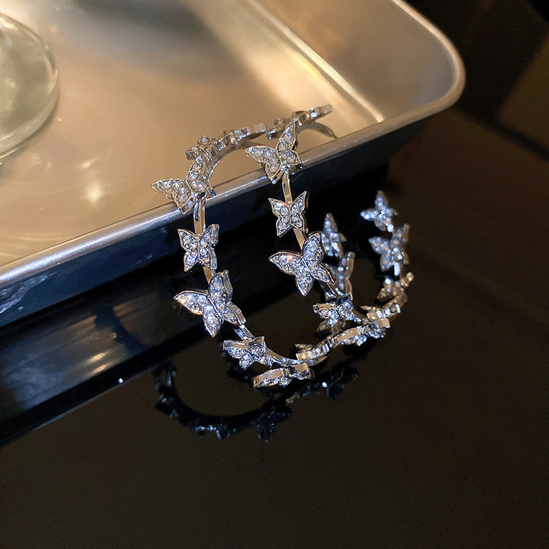 銀針歐美誇張金屬風幾何耳環簡約小衆設計耳釘氣質時尚高級感耳飾