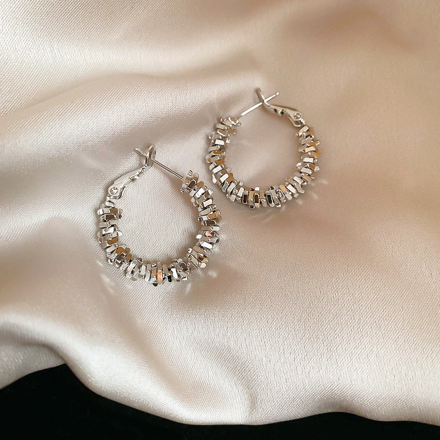 銀針圓圈銀色耳環輕奢高級感耳釘女冷淡風時尚百搭耳飾設計感小衆