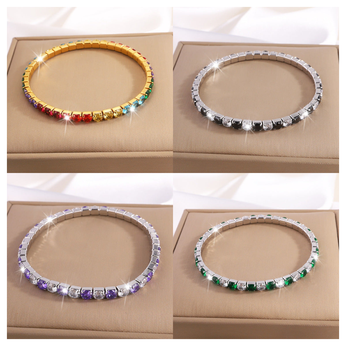 鈦鋼手鐲彈力鑲鑽滿鑽不鏽鋼手鐲女生高級感時尚輕奢不掉色手環